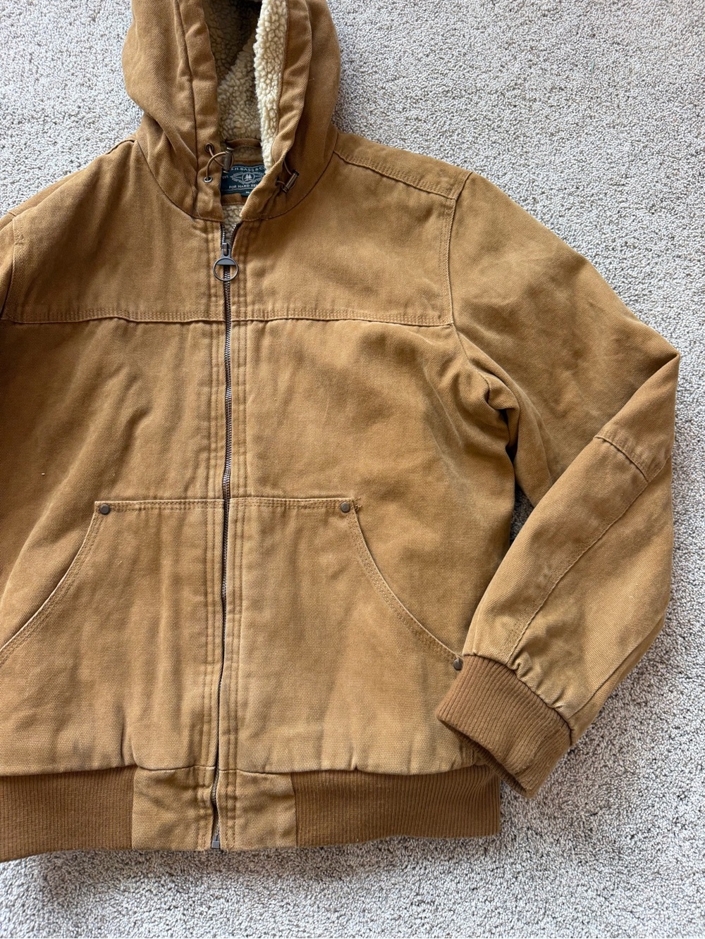 Men’s G.H. Bass & Co. Hooded Sherpa Lined Brown Jacket- Size Medium - Picture 2 of 7